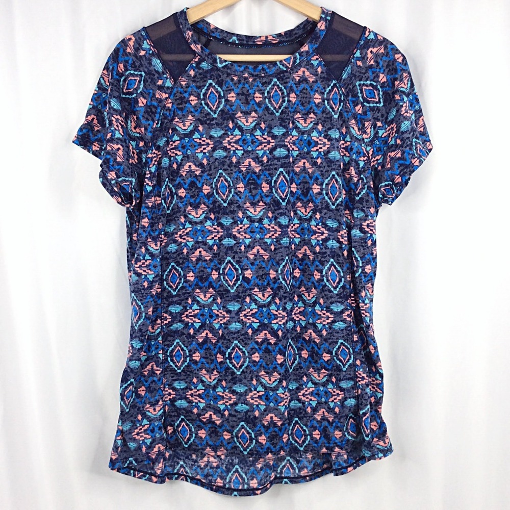 Climate Right by Cuddl Duds Women's Top Size Large Breathable Navy Blue Pink